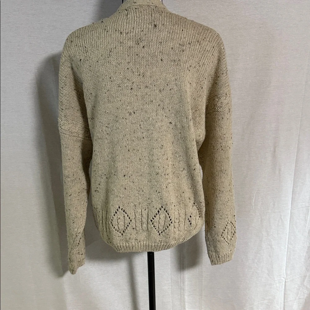 Outback Red Beige Button-Up Cardigan Crochet Open Knit Vintage 80’s Cozy Cabin